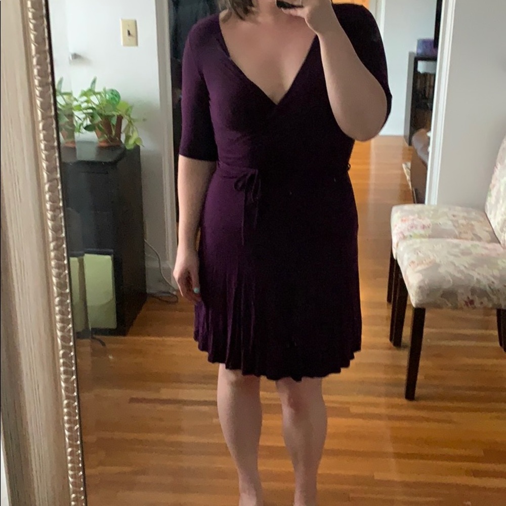 Plum Faux Wrap Dress